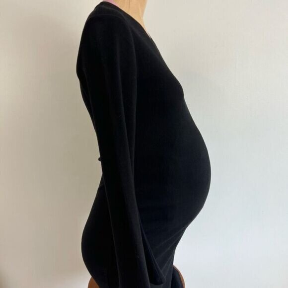 Brand New Rose Maternite Women’s XXS Black Long Bell Sleeve Dress Goth Pregnancy - Picture 14 of 14